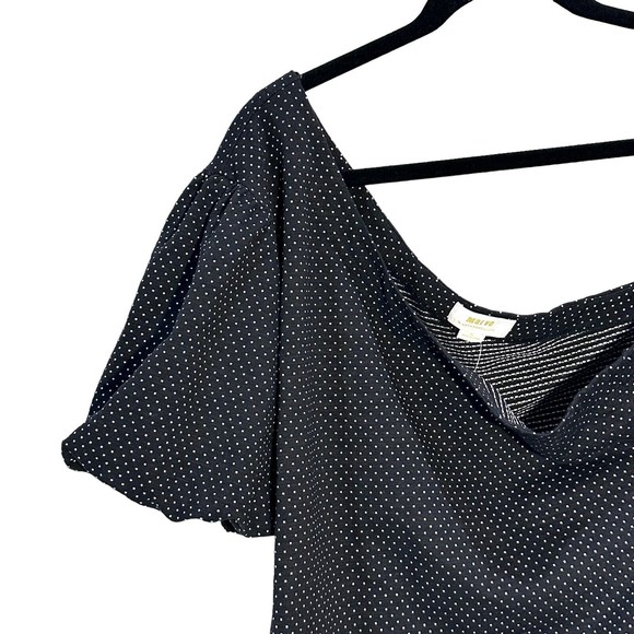 MAEVE Anthropologie Women's Black Polka Dot One Shoulder Puff Sleeve Top Size XL - Picture 2 of 6